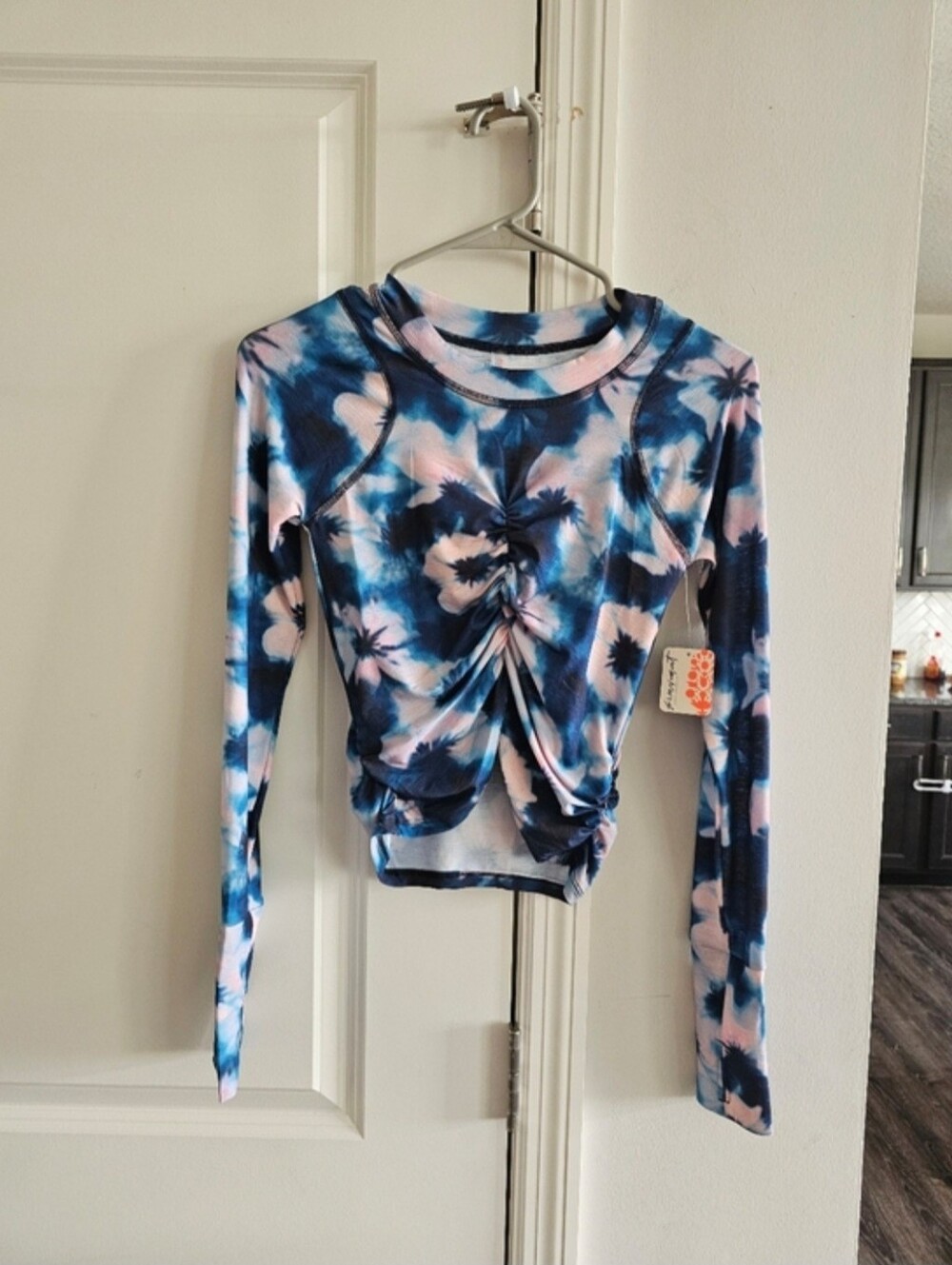 Free People Tempo Ruched Printed Long Sleeve Size XS - Picture 6 of 10
